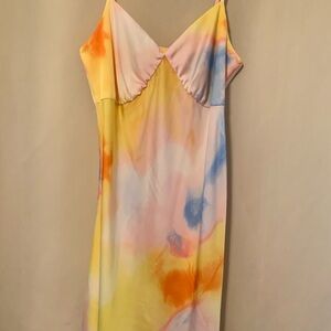 Diane Von Furstenberg Yellow and Pink Midi Dress